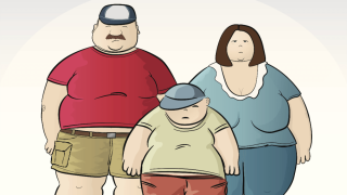ilustración de familia con obesidad