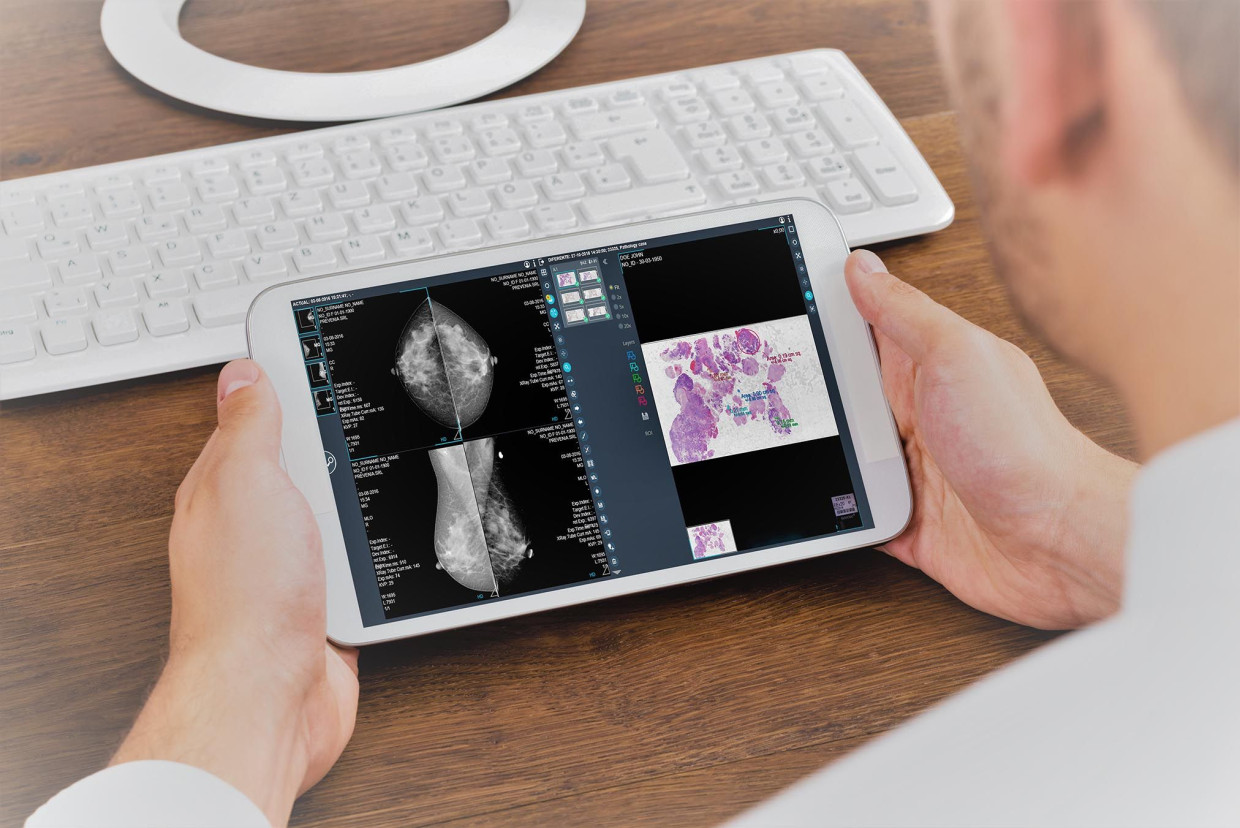 tablet con prueba diagnóstica