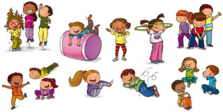 dibujos de niños jugando
